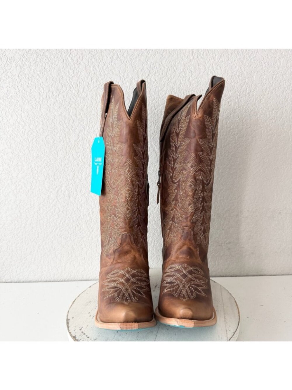 Lane Gallatin Brown Cowboy Boots Cowgirl Western Mid Calf Tall Snip Toe Size 11 - Picture 5 of 11